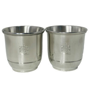 Salisbury Images of America 8 oz Pewter Cup Set of 2 Lincoln Memorial Beaded GUC